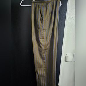 Vintage wool trouser - brown with blue strip high rise - Small/Medium
